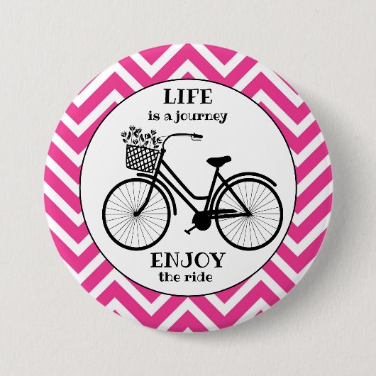 乗楽しむり自転車ヴィンテージ引用文 缶バッジ (正面)