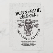 乗生まれりバイクもしくは自転車に乗る人誕生日スカル 招待状 (正面/裏面)
