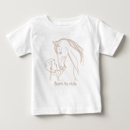 「乗生まれる」ベビー馬Tシャツ | Equestrian Tee ベビーTシャツ (正面)