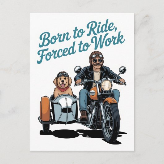 「乗生まれる、強制的に作業する」バイクの漫画 ポストカード (正面)