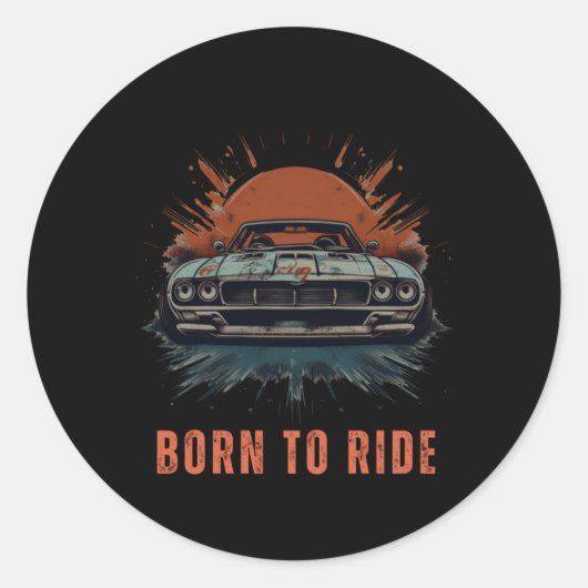 乗生まれる – Muscle Car Sticker ラウンドシール (正面)