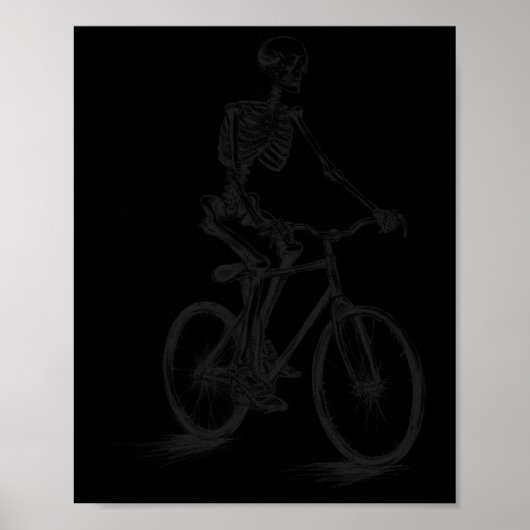 乗用自転車怖いハロウィーンスケルトンバイクもしくは自転車に乗る人 ポスター (正面)