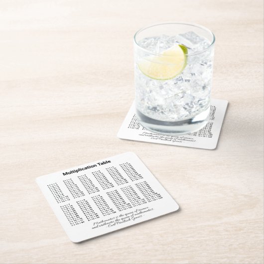 乗算テーブル スクエアペーパーコースター (インサイチュ)