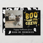 乗組員からのブー |モダンレトロハロウィンの写真金ゴールド シーズンカード (正面/裏面)