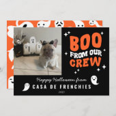 乗組員からのブー |モダンレトロハロウィン写真黒 シーズンカード (正面/裏面)