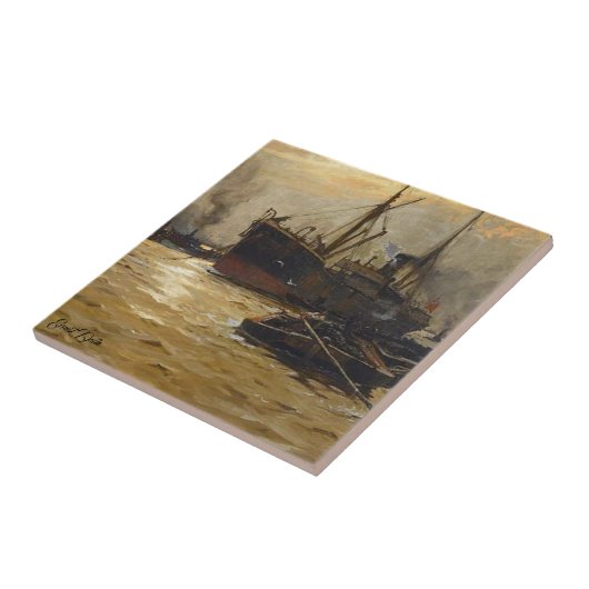 乗組員を待っているトロール船 タイル (側面)