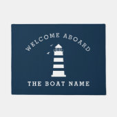 乗船を歓迎する|ネイビーブルー航海の| ドアマット (正面)