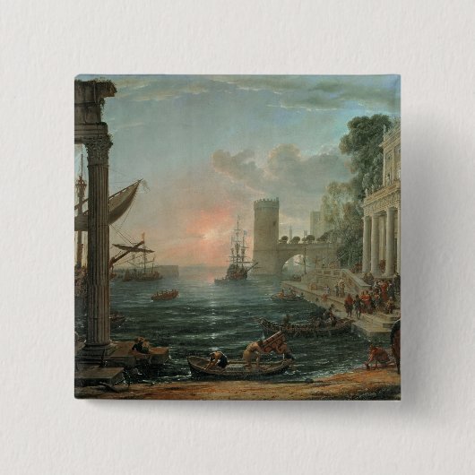 乗船を用いる海港 缶バッジ (正面)