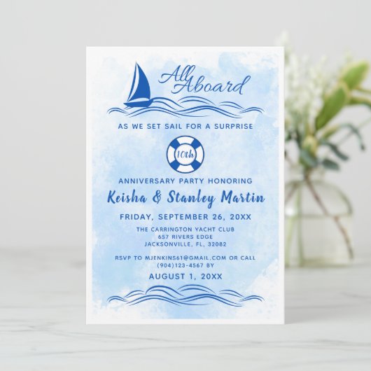 乗船全員のサプライズ(任意の年)の記念日パーティー 招待状 (スタンド正面)