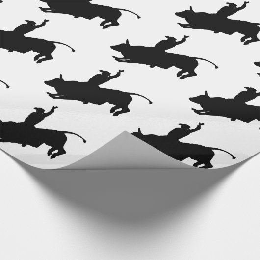 乗車の臭いBullの乗馬のロデオのカウボーイ ラッピングペーパー (角)