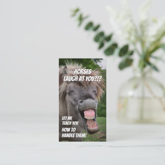 乗馬おもしろい学校乗馬インストラクター 名刺 (スタンド正面)