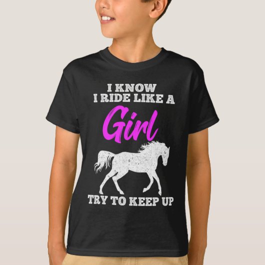 乗馬に乗る女の子のように保乗馬ギフト Tシャツ (正面)