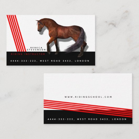 乗馬のインストラクターのコーチのトレーナーの馬の競争 名刺 (正面/裏面)