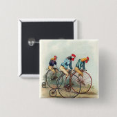 乗馬のオンドリ 缶バッジ (正面&裏面)