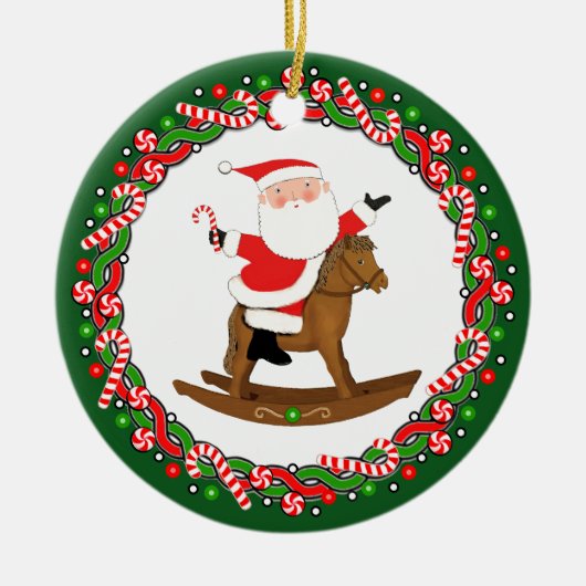 乗馬のクリスマスギフト セラミックオーナメント (正面)
