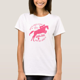 乗馬のハンターのジャンパーの馬のTシャツのピンクのロゴ Tシャツ