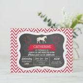 乗馬のパーティーの招待の子馬の赤の招待状 招待状 (スタンド正面)