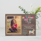 乗馬の写真を使った誕生日パーティーの招待状 招待状 (スタンド正面)