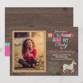 乗馬の写真を使った誕生日パーティーの招待状 招待状 (正面/裏面)