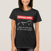 乗馬の女おもしろいの子 Tシャツ (正面)