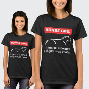 乗馬の女おもしろいの子 Tシャツ