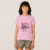 乗馬の女の子のピンクのための馬の熱狂するなかわいい Tシャツ (正面フル)