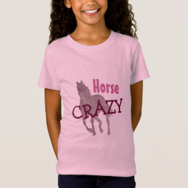 乗馬の女の子のピンクのための馬の熱狂するなかわいい Tシャツ