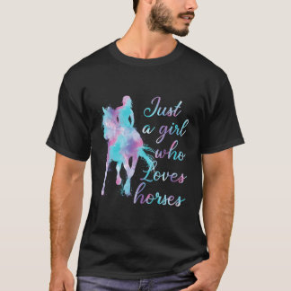 乗馬の恋人の水の色だけ愛する女の子 Tシャツ