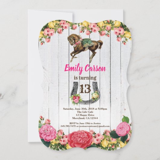 乗馬の招待ポニー乗馬の誕生日招待状 招待状 (正面)