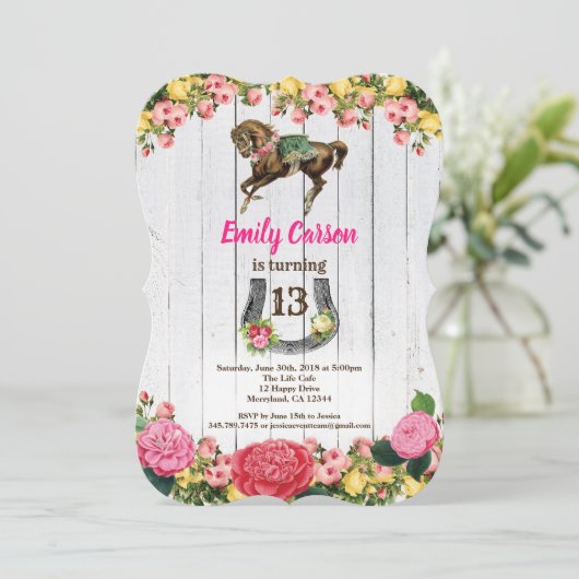 乗馬の招待ポニー乗馬の誕生日招待状 招待状 (スタンド正面)