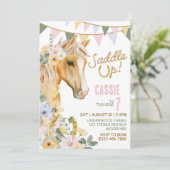 乗馬の準備をしよう！カウガール誕生日・ロデオ・馬の誕生日 招待状 (スタンド正面)