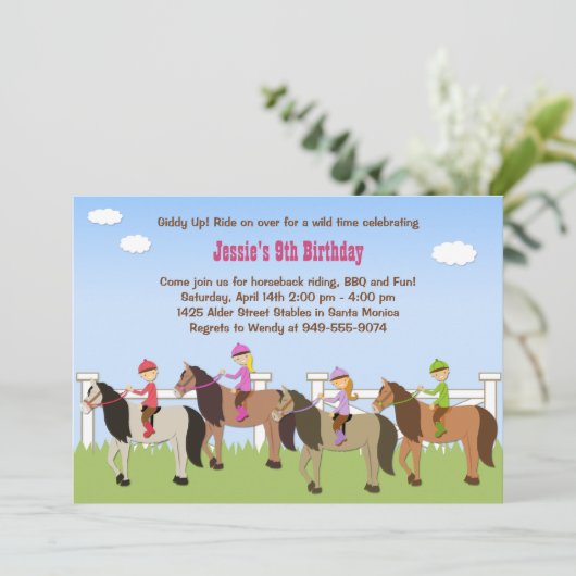 乗馬の誕生日のパーティの招待状 招待状 (スタンド正面)
