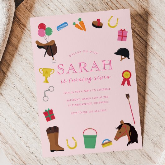 乗馬の誕生日パーティーの招待状 招待状