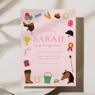 乗馬の誕生日パーティーの招待状 招待状