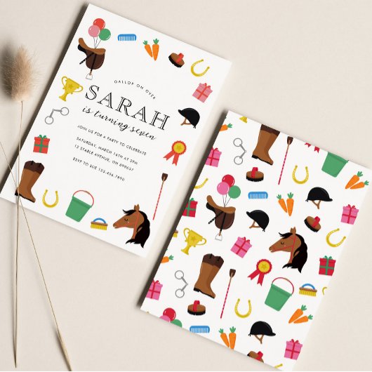 乗馬の誕生日パーティーの招待状 招待状