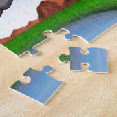 乗馬の跳躍犬 ジグソーパズル (側面)