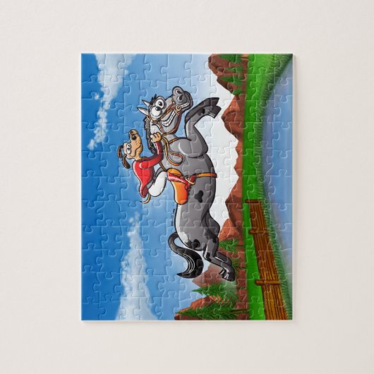 乗馬の跳躍犬 ジグソーパズル (縦)