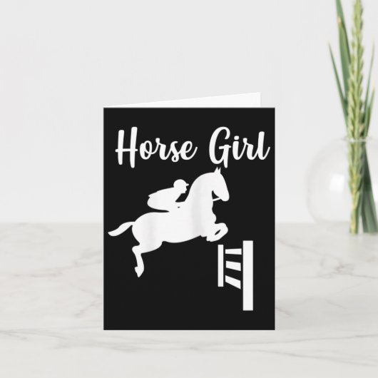 乗馬の馬上の乗馬の馬の女の子を表示 カード (正面)