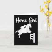 乗馬の馬上の乗馬の馬の女の子を表示 カード (黄色い花)