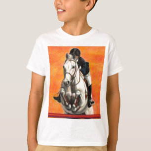 乗馬のTシャツ-日没のジャンパー Tシャツ