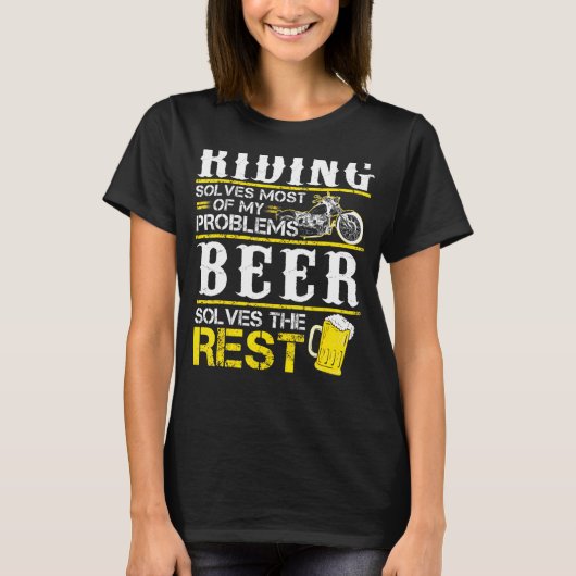 乗馬は私の問題の大部分を解決するビールはReを解決 Tシャツ (正面)