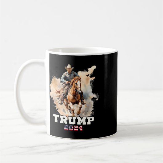 乗馬アメリカ国旗のカウボーイ コーヒーマグカップ (左)