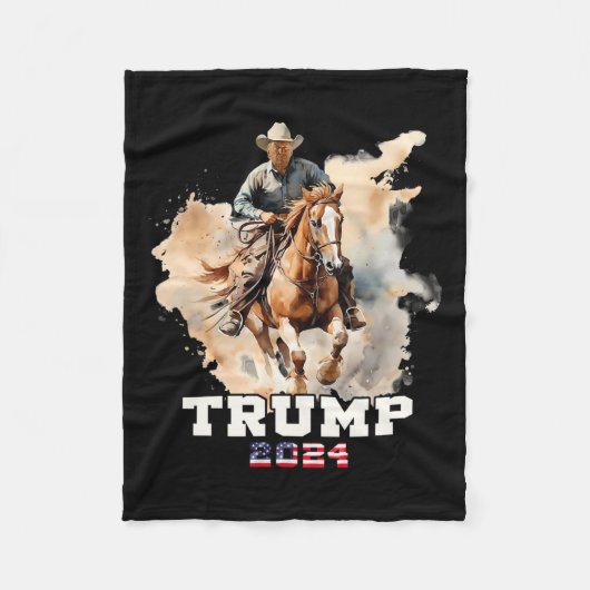 乗馬アメリカ国旗のカウボーイ フリースブランケット (正面)