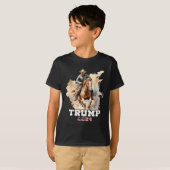 乗馬アメリカ国旗のカウボーイ Tシャツ (正面フル)