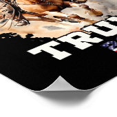 乗馬アメリカ国旗カウボーイ1 ポスター (角)