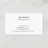 乗馬インストラクターネイビーブルービジネスカード 名刺 (裏面)