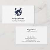 乗馬インストラクターネイビーブルービジネスカード 名刺 (正面/裏面)