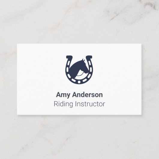 乗馬インストラクターネイビーブルービジネスカード 名刺 (正面)