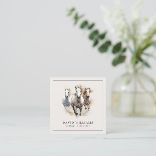 乗馬インストラクター | Equestrian Center Water color スクエア名刺 (スタンド正面)