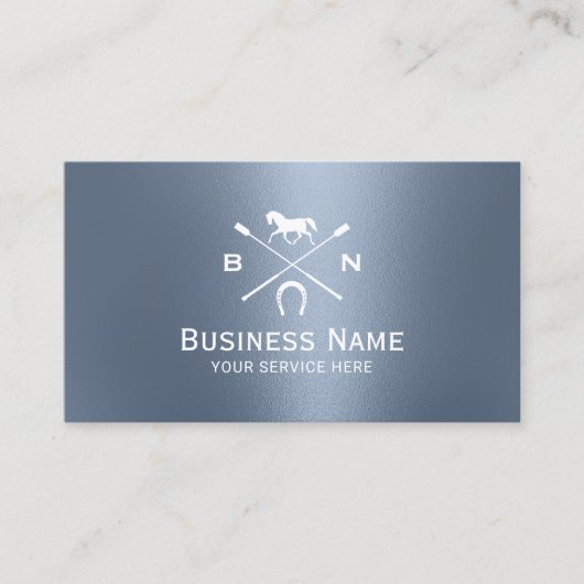 乗馬ウマ科の馬倶楽部ほこりっぽいブルー 名刺 (正面)